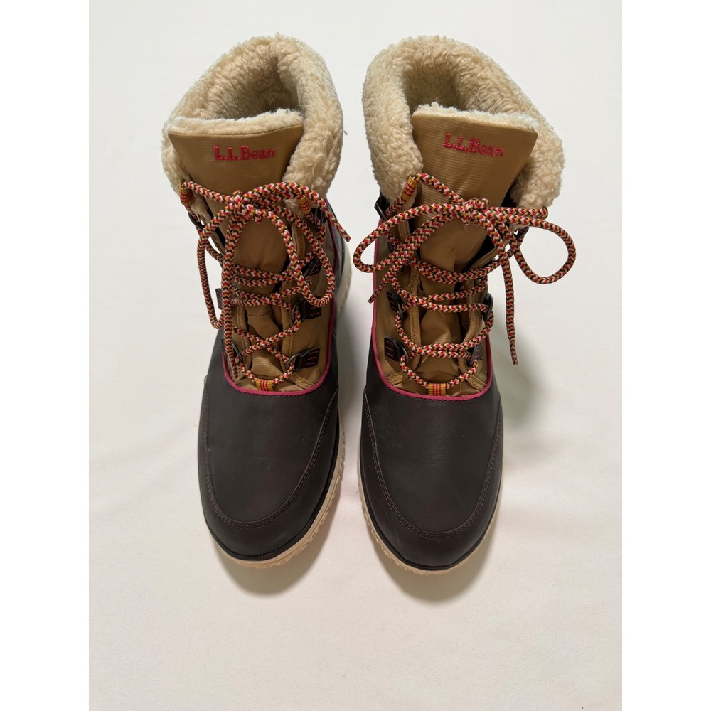 LL Bean Ultrasoft Insulated Winter Boots Brown Tan Pink 504631 Womens 9.5 M